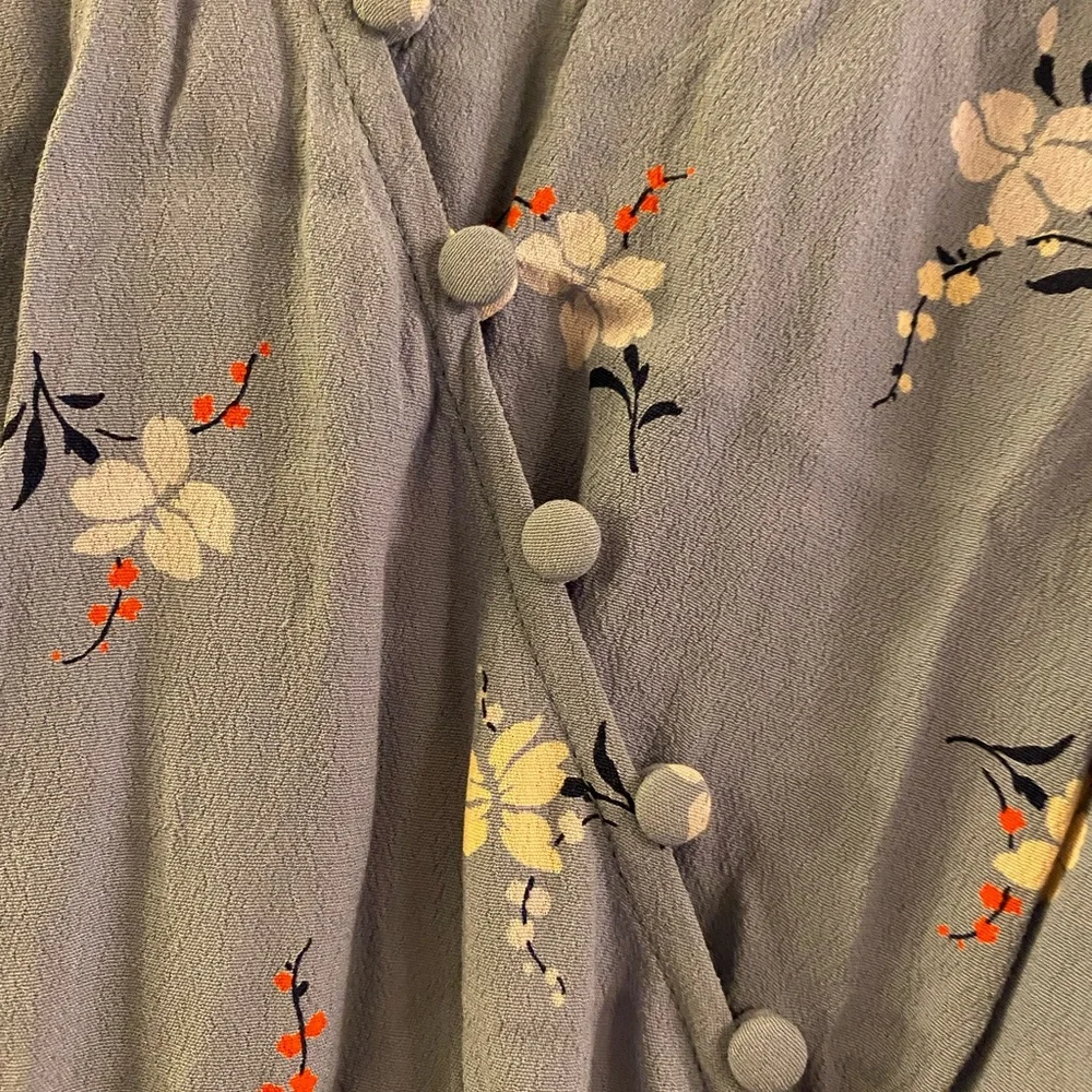 Madewell Button Wrap Midi Dress in Aloha Floral Size 2, Blue - Picture 9 of 11